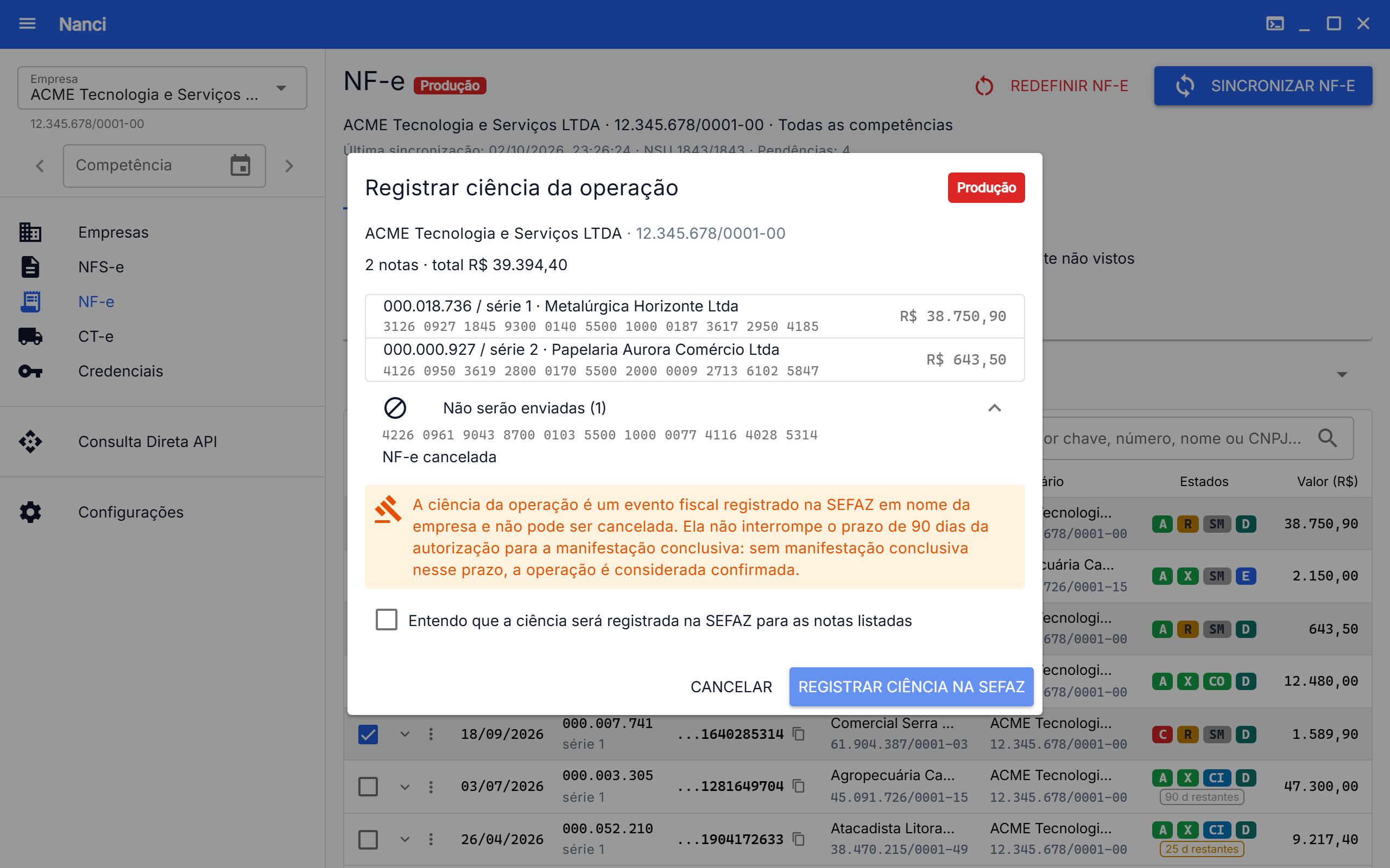Diálogo de Ciência da Operação